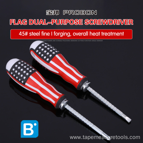 U.S. flag handle multipurpose screwdriver